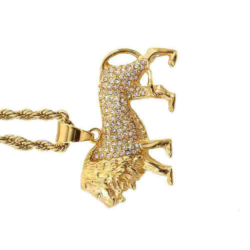 Diamond Lion Pendant With Chain Timeless Classic Animal Necklace