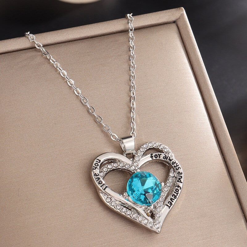 lake blue heart pendant necklace