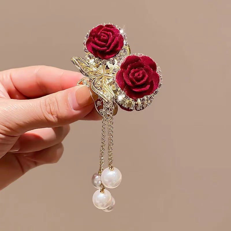 Rose Tassel Ponytail Claw Hair Clips-Gomyhair