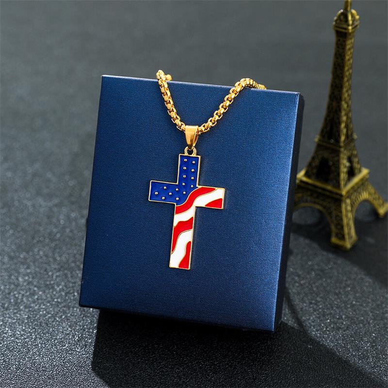 american flag cross necklace for men