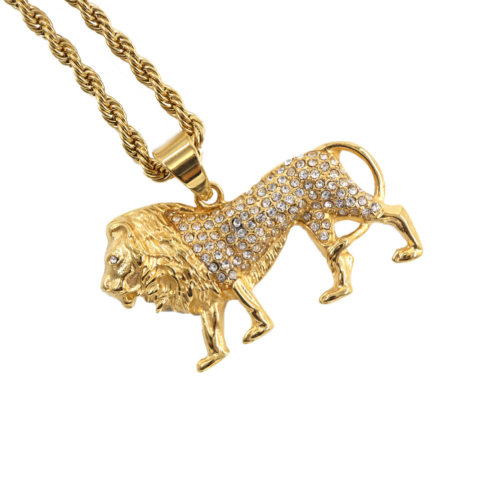 Diamond Lion Pendant With Chain Timeless Classic Animal Necklace