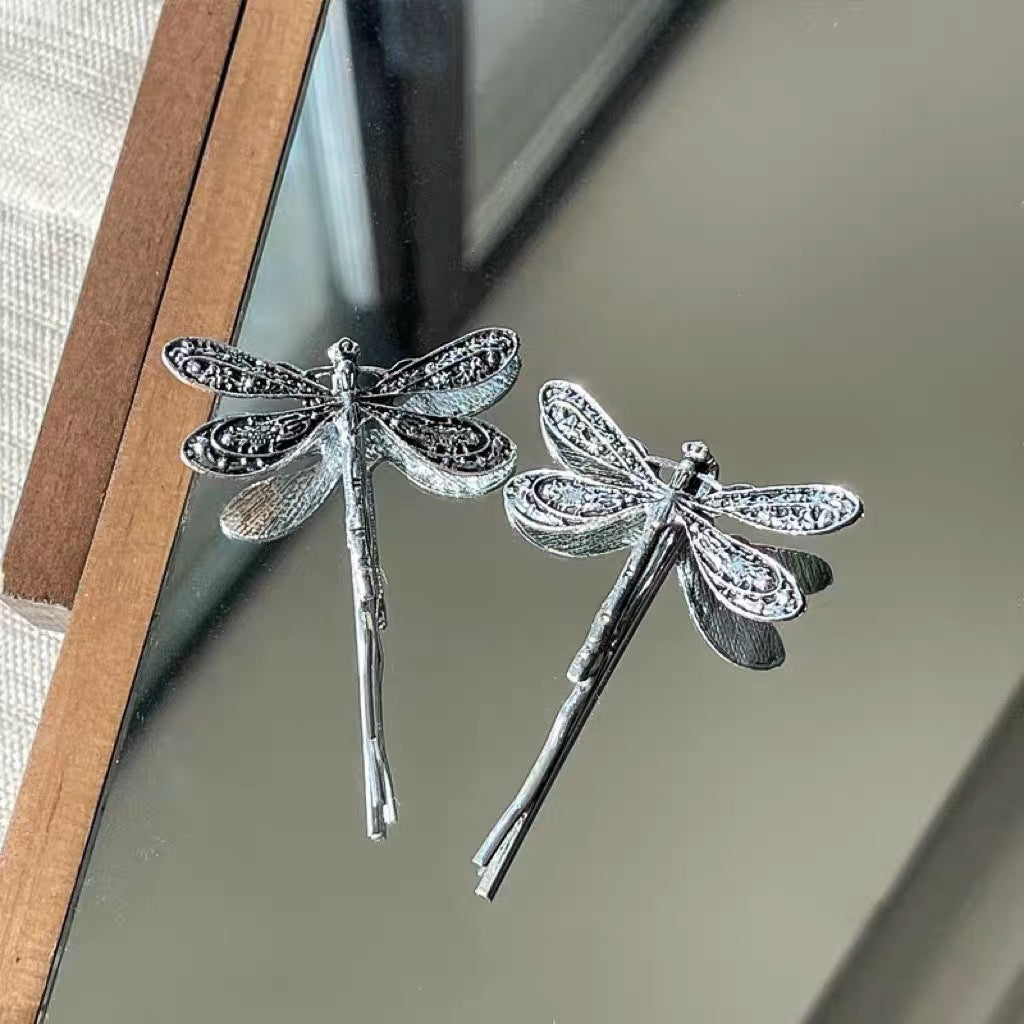 Vintage Silver Dragonfly Bobby Pins-Gomyhair