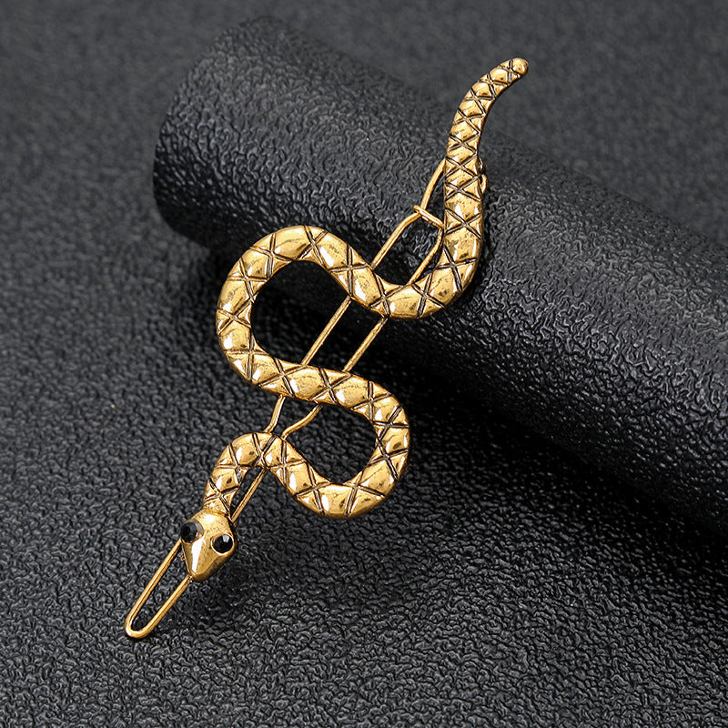 Gold Snake Style Hair Clips With Black Eyes-Gomyhair