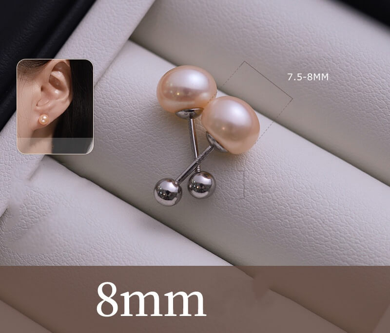 8mm pearl stud earrings pink