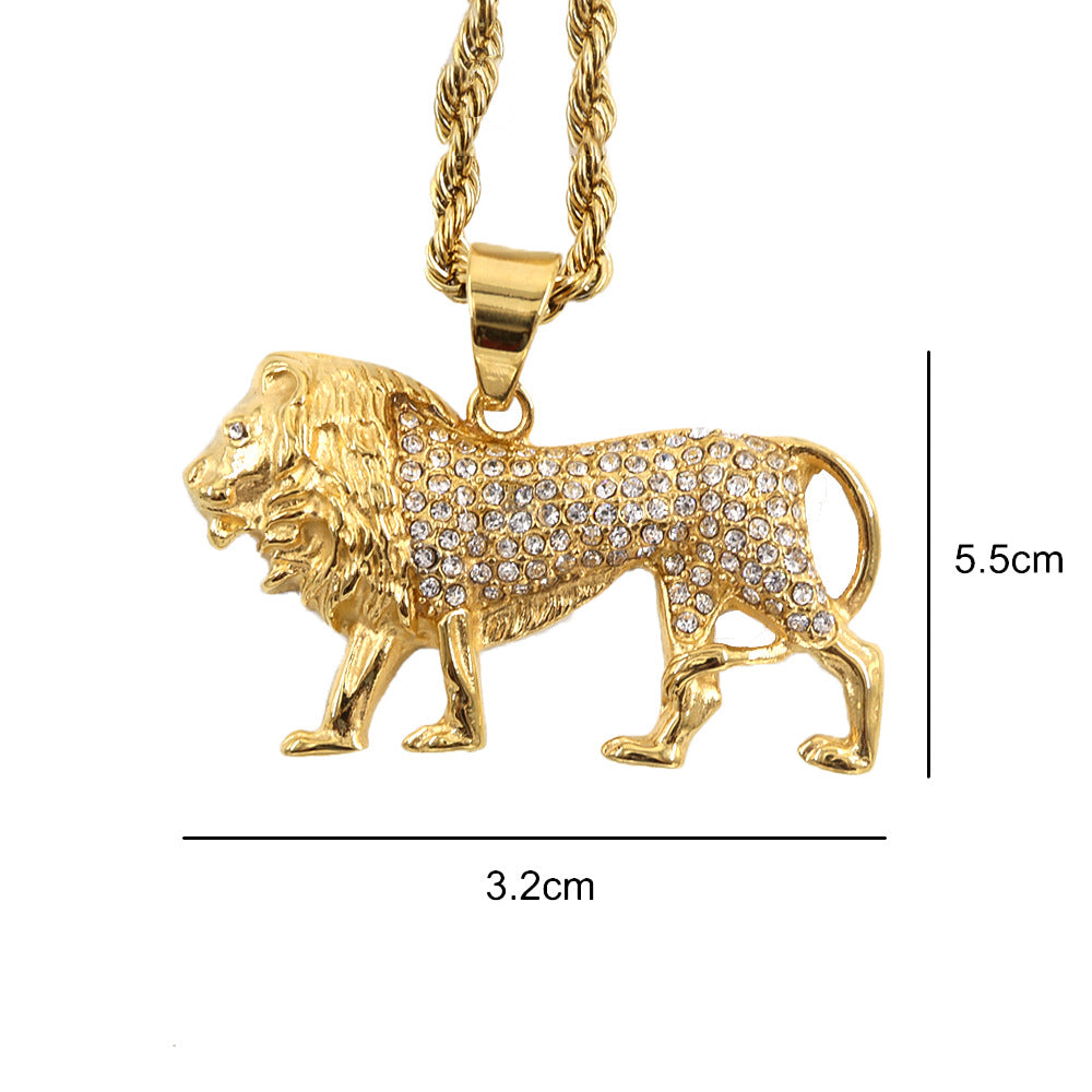 Diamond Lion Pendant With Chain Timeless Classic Animal Necklace