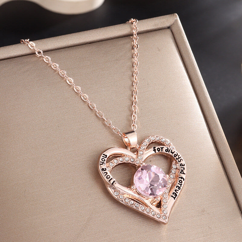 mini double heart tag pendant pink