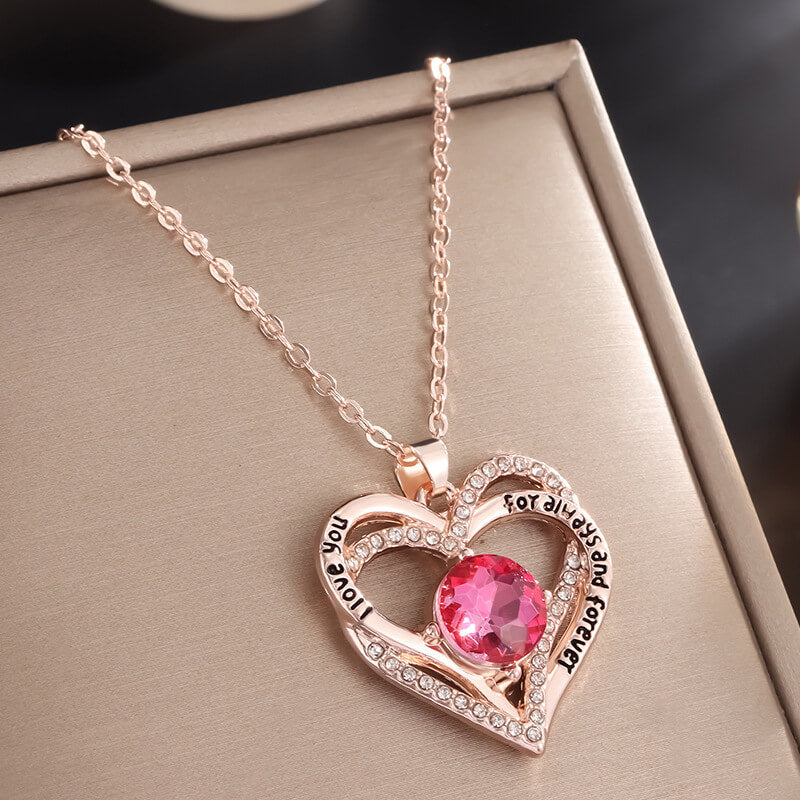 double heart necklace rose gold