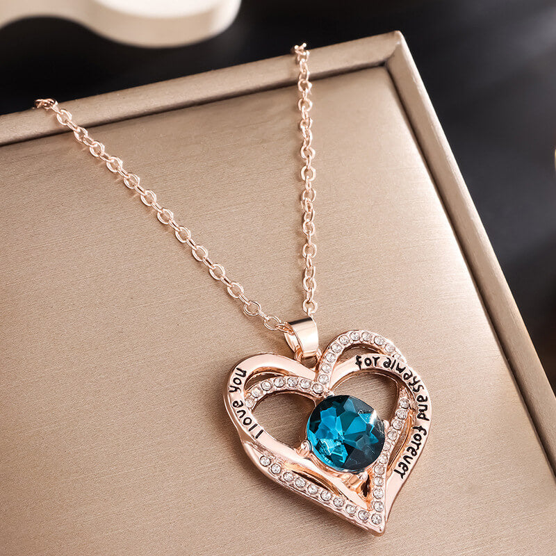 double heart birthstone necklace