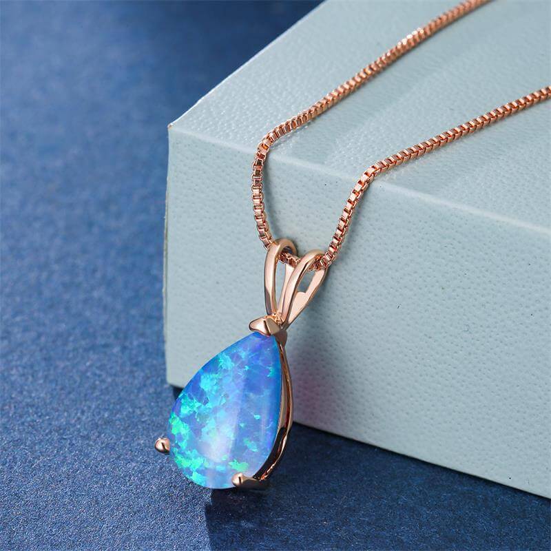 Blue Fire Opal Necklace Hot Sale