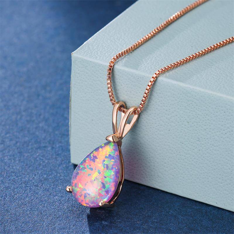 Pink Opal Antique Necklace Water Drop