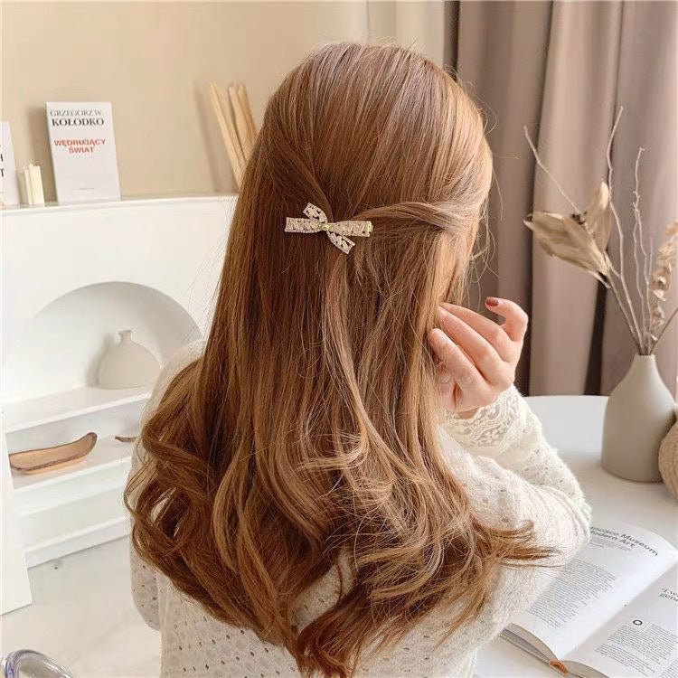 Diamond Bow Hair Clip Shiny