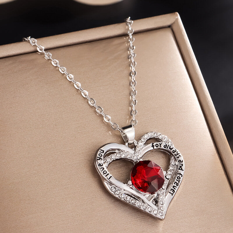 red double heart tag pendant