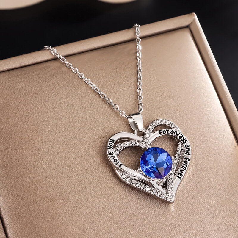 blue double heart tag pendant