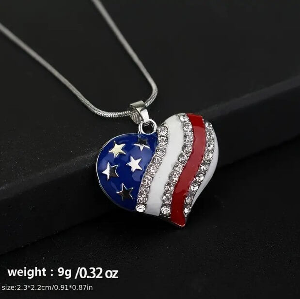 diamond american flag pendant