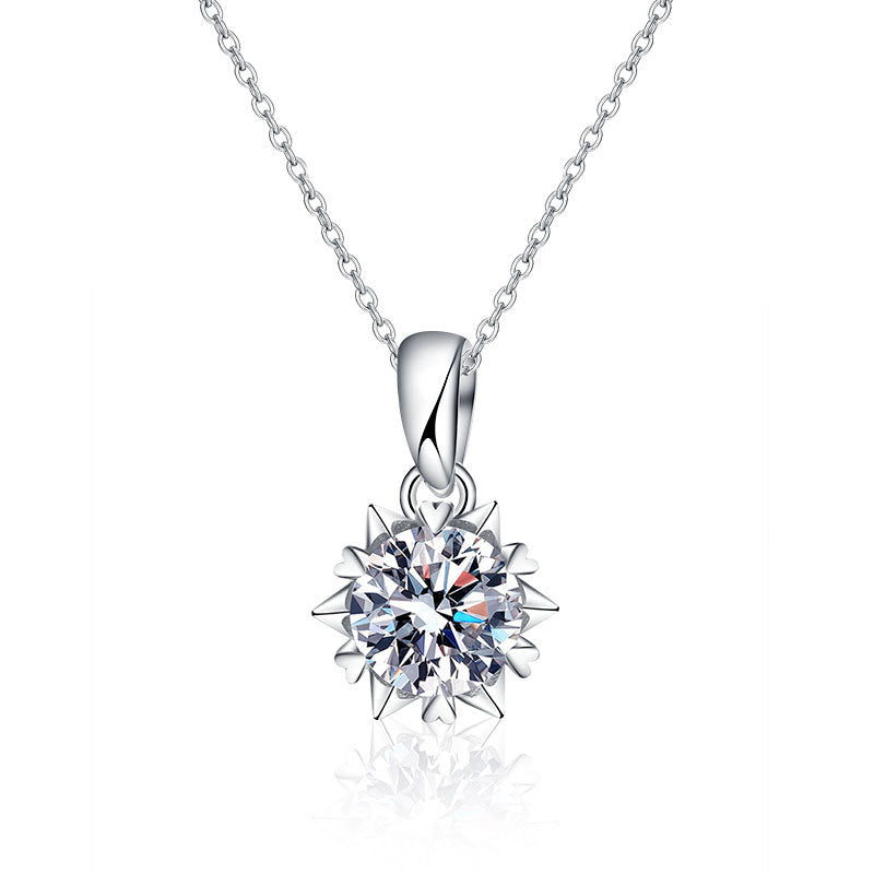 white silver moissanite necklace for women