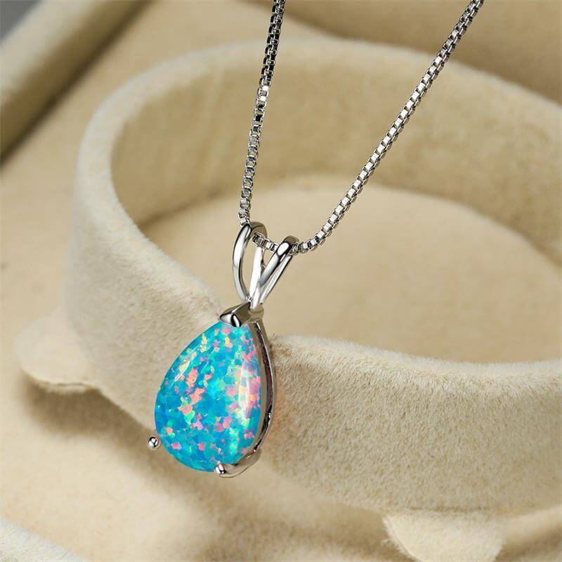 Blue Fire Opal Necklace Hot Sale