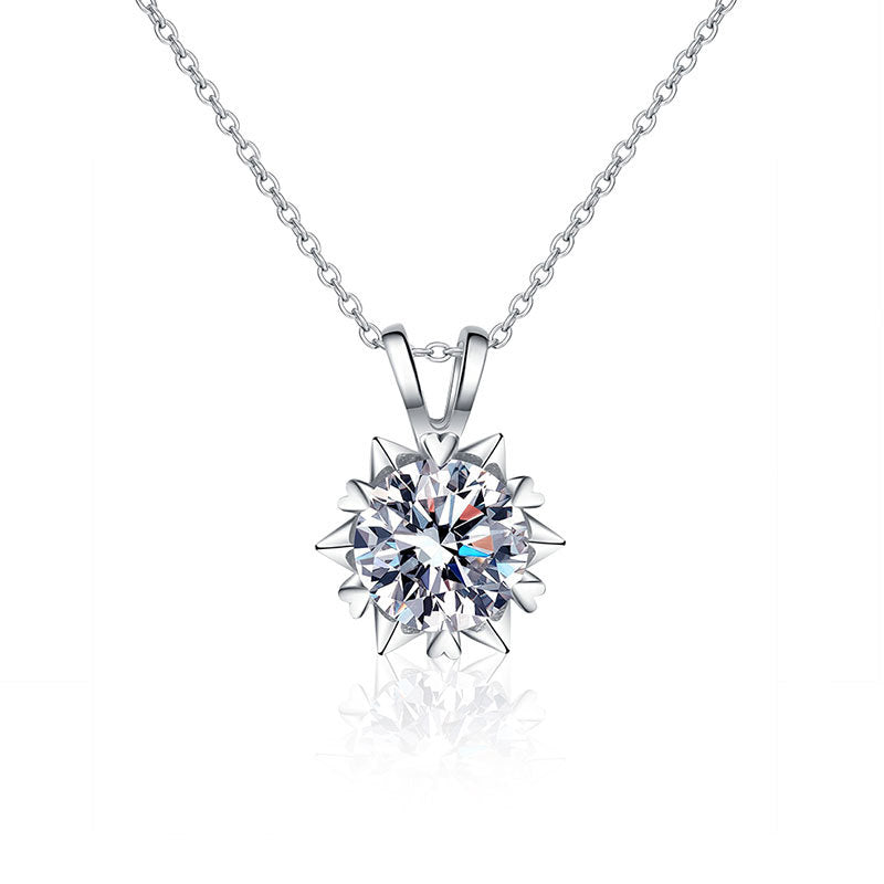 1 and 2 Carat Moissanite Solitaire Necklaces For Women