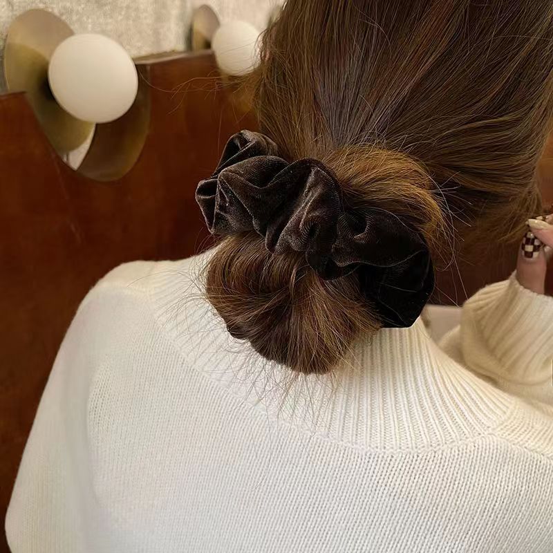 Velvet Hair Scrunchie Coffee Color-Gomyhair