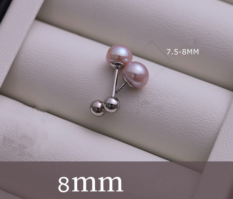 8mm pearl earrings purple