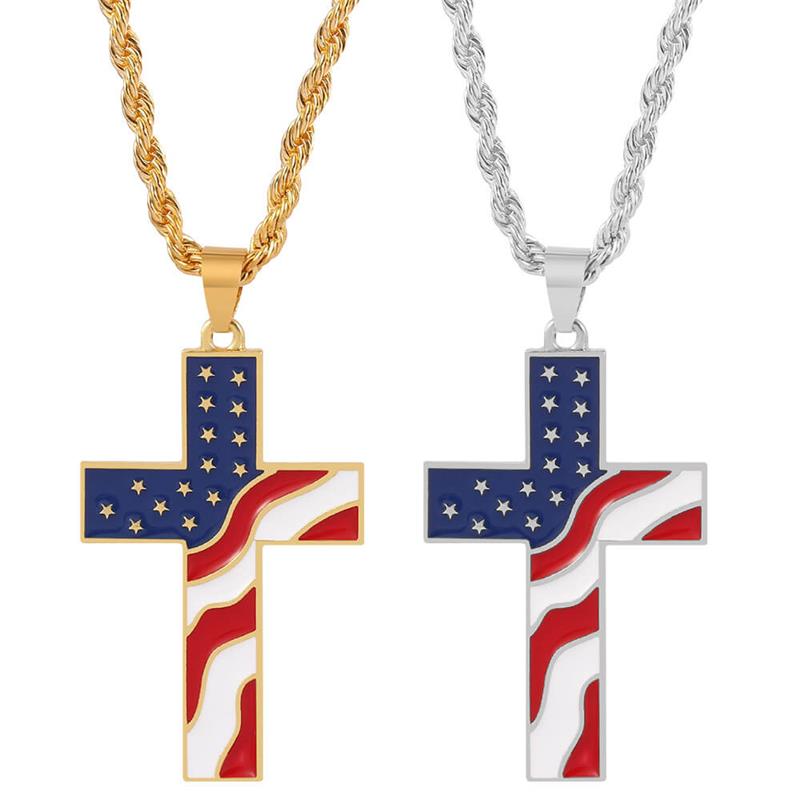 american flag cross pendant