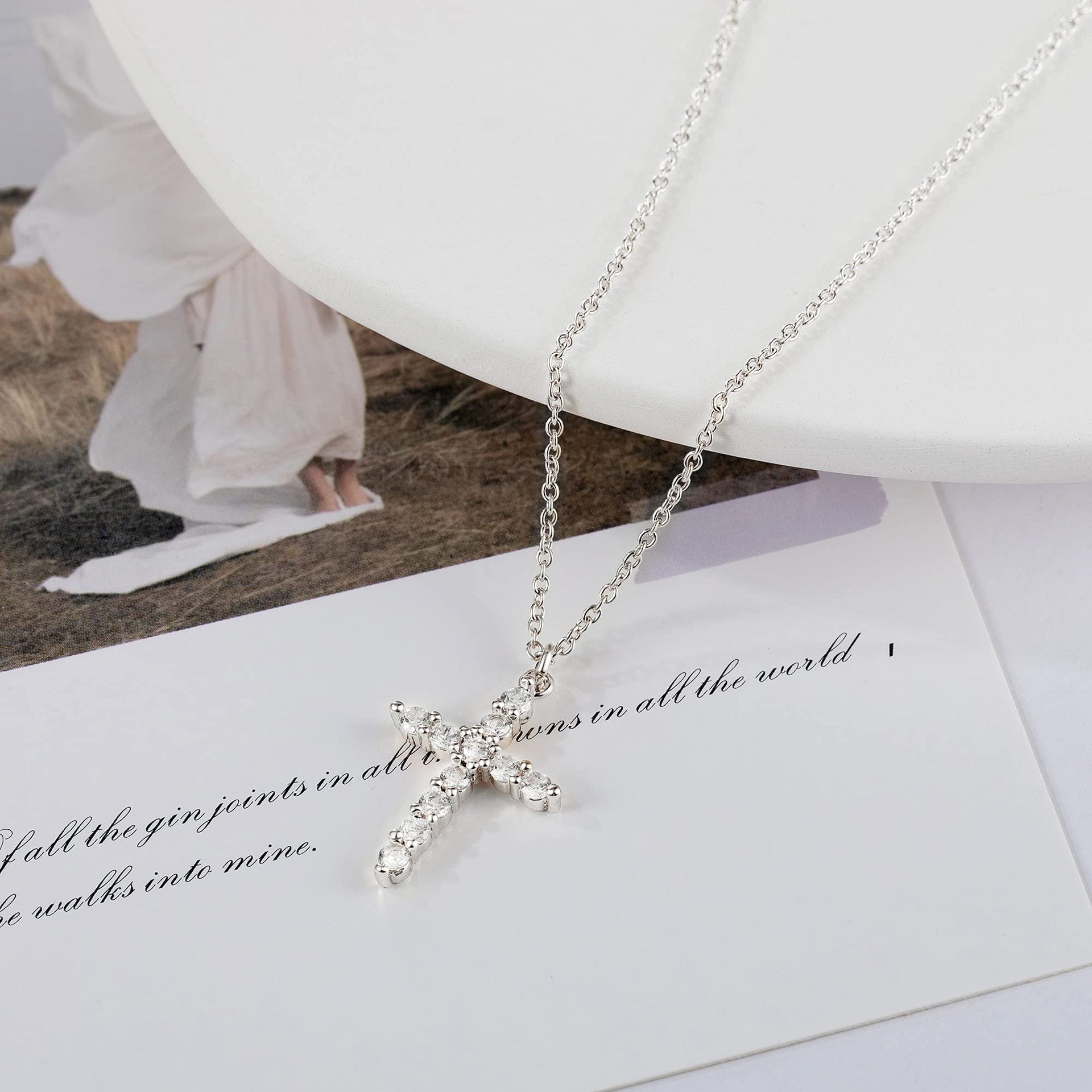 1st Communion Cross Necklaces With Diamond Shining